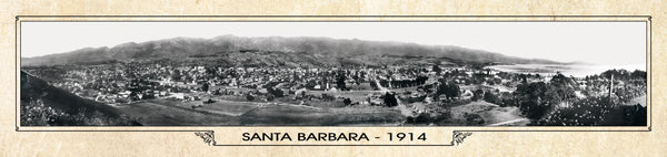 Historic Panorama of Santa Barbara, CA 1914 Surf to Summitt