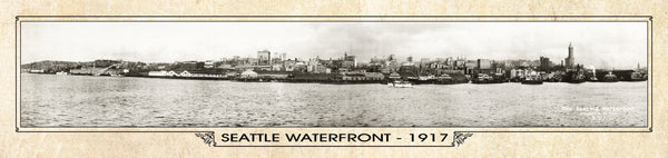 Historic Panorama of Seattle, WA, Waterfront 1917 Surf to Summitt