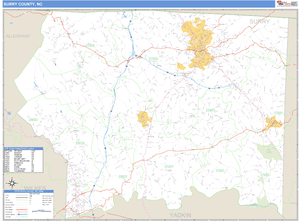 Surry County, North Carolina Zip Code Wall Map