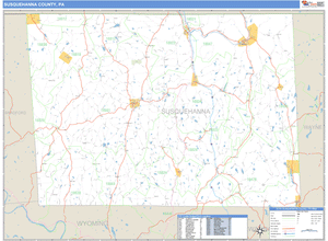 Susquehanna County, Pennsylvania Zip Code Wall Map