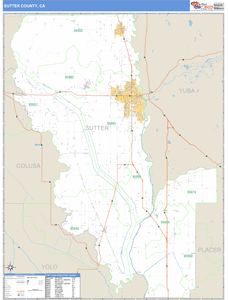 Sutter County, California Zip Code Wall Map