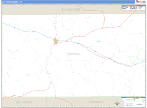Sutton County, Texas Zip Code Wall Map