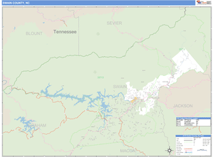 Swain County, North Carolina Zip Code Wall Map