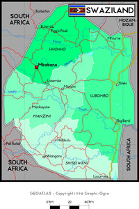 Swaziland Political Wall Map