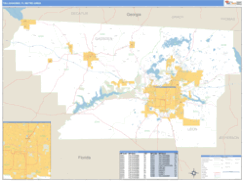 Tallahassee, Florida Metro Area Wall Map Market Maps (IDI)