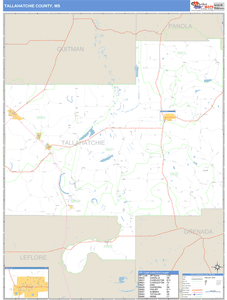 Tallahatchie County, Mississippi Zip Code Wall Map