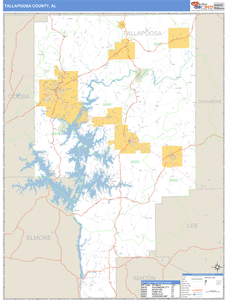 Tallapoosa County, Alabama Zip Code Wall Map