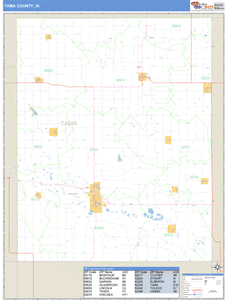 Tama County, Iowa Zip Code Wall Map