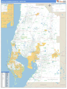 Tampa-St. Petersburg-Clearwater, Florida Metro Area Wall Map