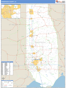 Tangipahoa County, Louisiana Zip Code Wall Map