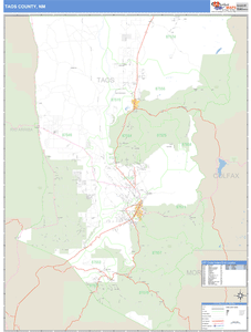Taos County, New Mexico Zip Code Wall Map