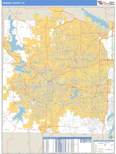Tarrant County, Texas Zip Code Wall Map