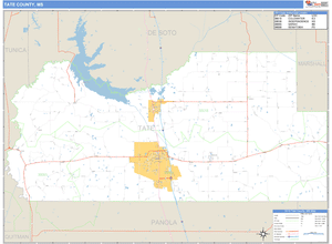 Tate County, Mississippi Zip Code Wall Map