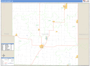 Taylor County, Iowa Zip Code Wall Map