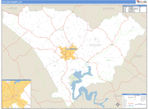 Taylor County, Kentucky Zip Code Wall Map