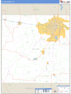 Taylor County, Texas Zip Code Wall Map