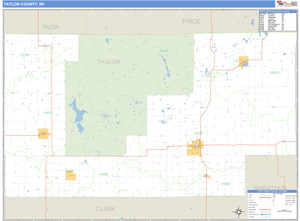 Taylor County, Wisconsin Zip Code Wall Map