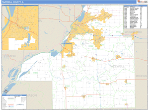 Tazewell County, Illinois Zip Code Wall Map