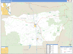 Tehama County, California Zip Code Wall Map