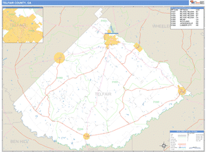 Telfair County, Georgia Zip Code Wall Map