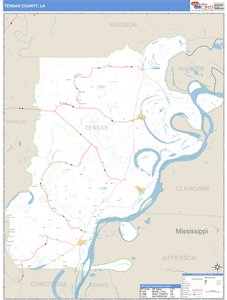 Tensas County, Louisiana Zip Code Wall Map