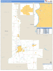 Terre Haute, Indiana Metro Area Wall Map