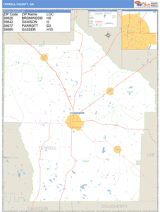 Terrell County, Georgia Zip Code Wall Map