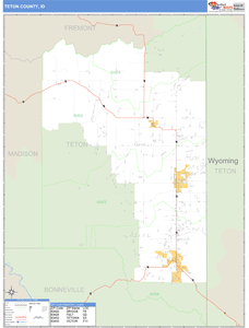 Teton County, Idaho Zip Code Wall Map