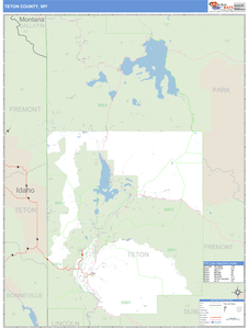 Teton County, Wyoming Zip Code Wall Map