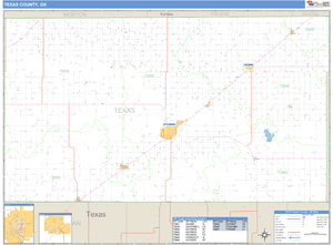 Texas County, Oklahoma Zip Code Wall Map