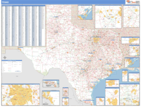Texas ZIP Code Wall Map Market Maps (IDI)