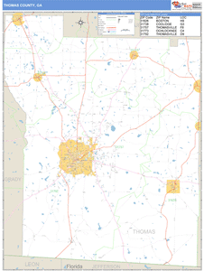 Thomas County, Georgia Zip Code Wall Map