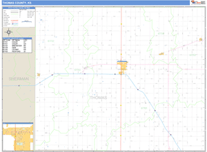 Thomas County, Kansas Zip Code Wall Map