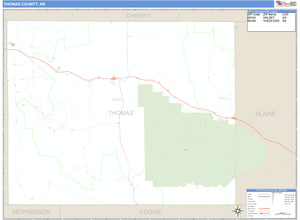 Thomas County, Nebraska Zip Code Wall Map