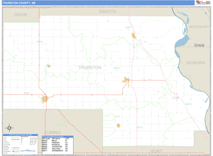 Thurston County, Nebraska Zip Code Wall Map
