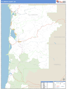 Tillamook County, Oregon Zip Code Wall Map