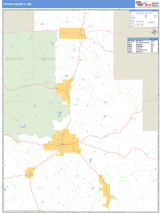 Tippah County, Mississippi Zip Code Wall Map