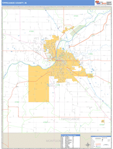 Tippecanoe County, Indiana Zip Code Wall Map