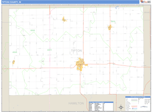 Tipton County, Indiana Zip Code Wall Map