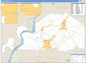 Tipton County, Tennessee Zip Code Wall Map