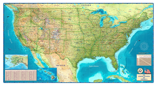 Tipton's USA Wall Map, Physical Maps.com