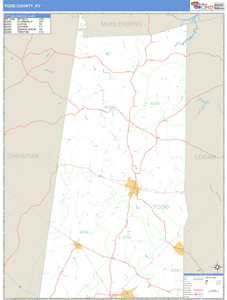 Todd County, Kentucky Zip Code Wall Map