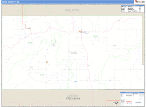 Todd County, South Dakota Zip Code Wall Map