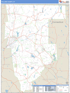 Tolland County, Connecticut Zip Code Wall Map