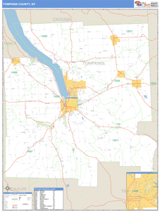 Tompkins County, New York Zip Code Wall Map