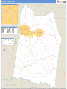 Toombs County, Georgia Zip Code Wall Map