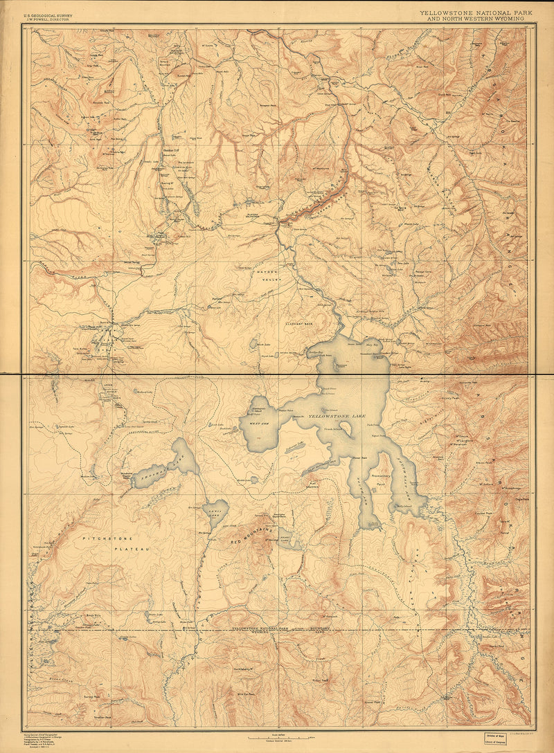 Yellowstone National Park and Northwestern Wyoming Wall Map, 1885 Maps.com