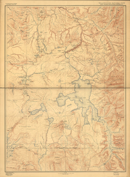 Yellowstone National Park and Northwestern Wyoming Wall Map, 1885 Maps.com