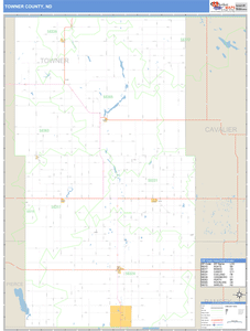 Towner County, North Dakota Zip Code Wall Map