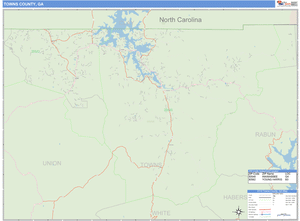 Towns County, Georgia Zip Code Wall Map